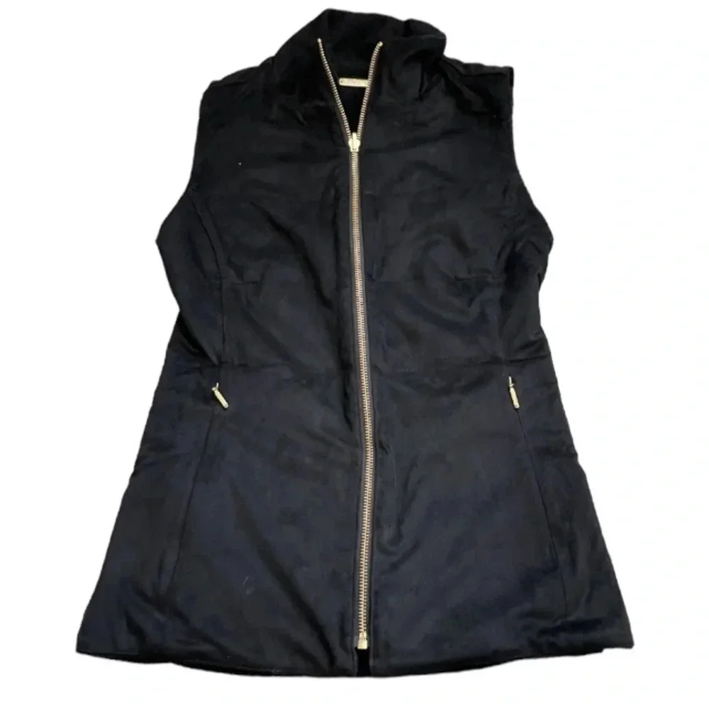 Lilly Pulitzer Vest Womens XXS Black Skyden Reversible Golf Suede Sherpa Sporty - Picture 5 of 15